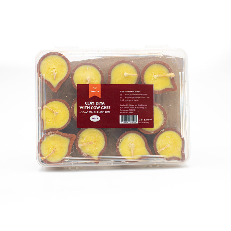 Clay Diya with Cow Ghee|~40 min burning time | Swaha