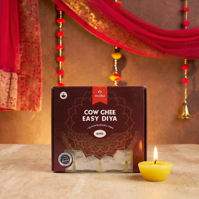 Cow Ghee Diya Wicks | 30mins Burning Time - Combo Pack of 3 | Swaha