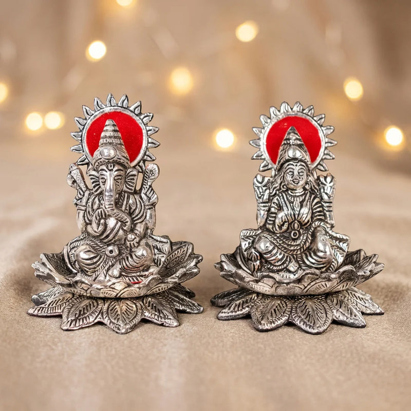 Laxmi Ganesha Pair | God Statues on Kamal | Religious Sculptures for Pooja | Swaha