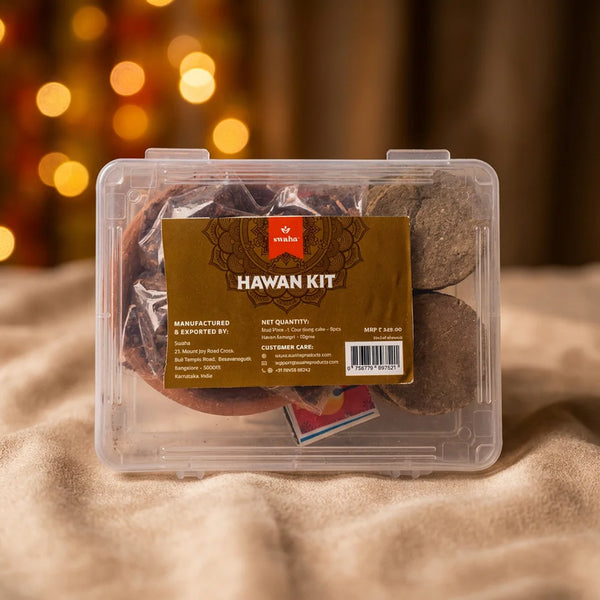 Havan Kit (Mud Plate - 1, Havan Samagri - 50 GMS, Cow Dung Cake - 8pcs) | Bring an Positive Energy from Your Pooja | Swaha