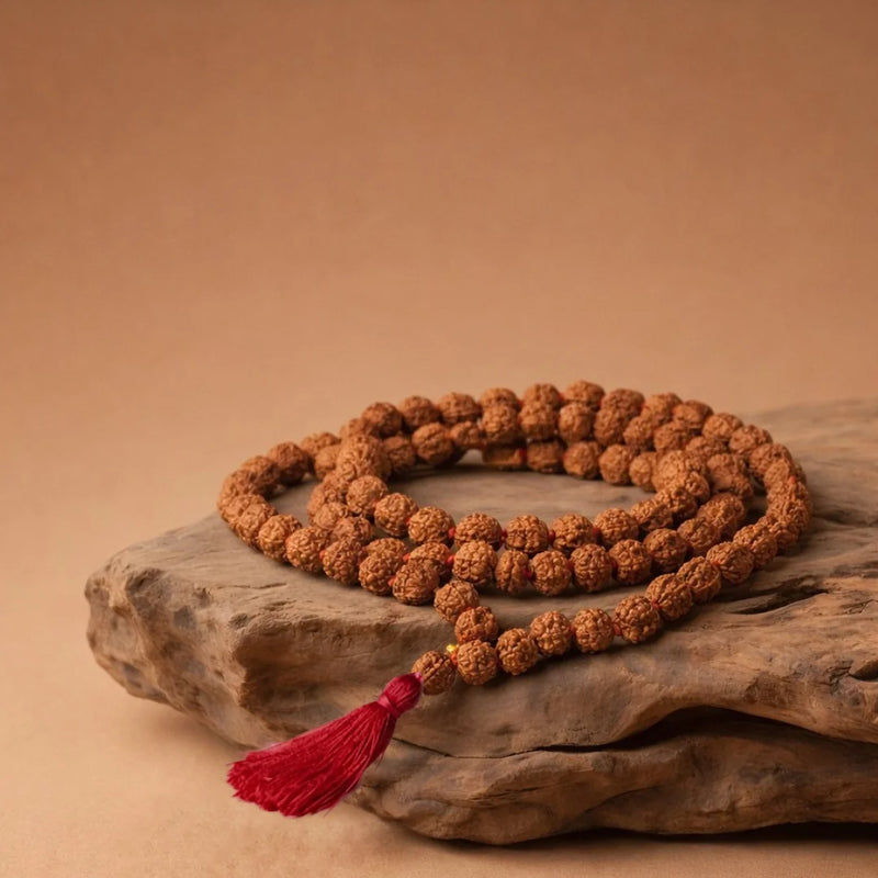 5 Mukhi Rudraksha Mala | Original 108 + 1 Beads | Swaha