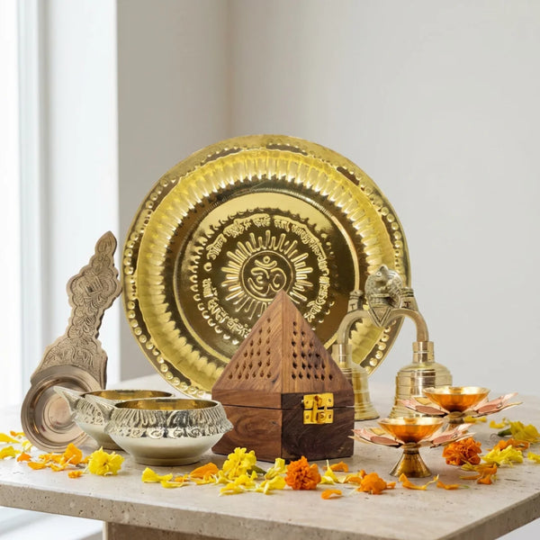 Brass Puja Articles Combo | Swaha