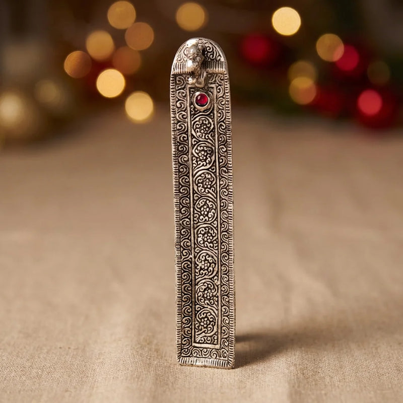 Incense Holder Elephant Square | Silver Color Metal Agarbatti/ Dhoopbatti Holder | Swaha