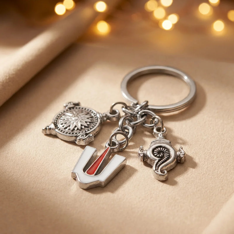 Lord Tirupati Balaji Tilak, Shankh and Chakra Key Chain | Swaha
