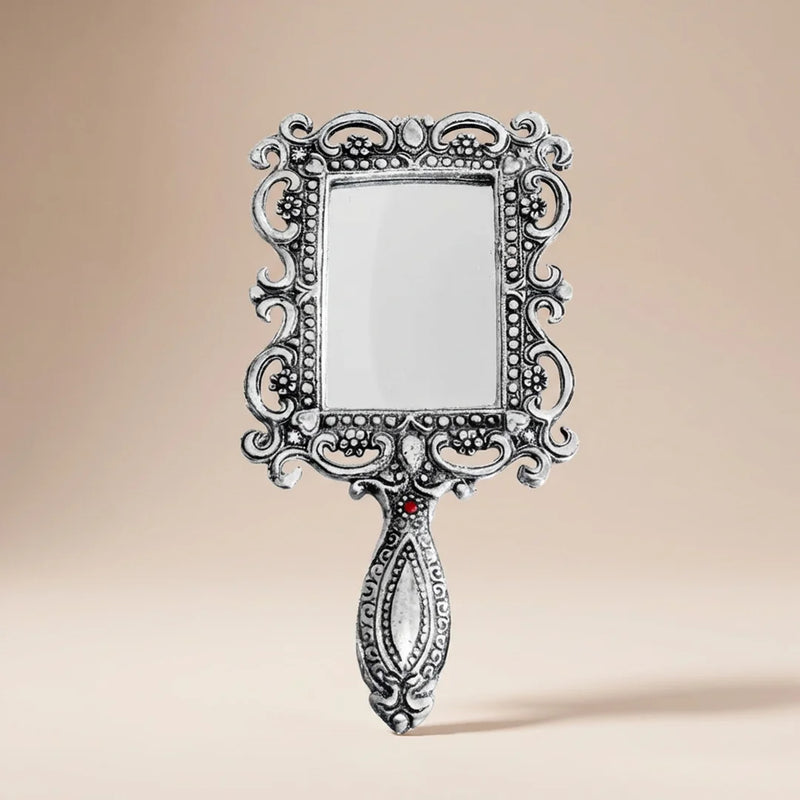 Rectangle Mirror | Silver Color Metal Makeup Mirror | Swaha