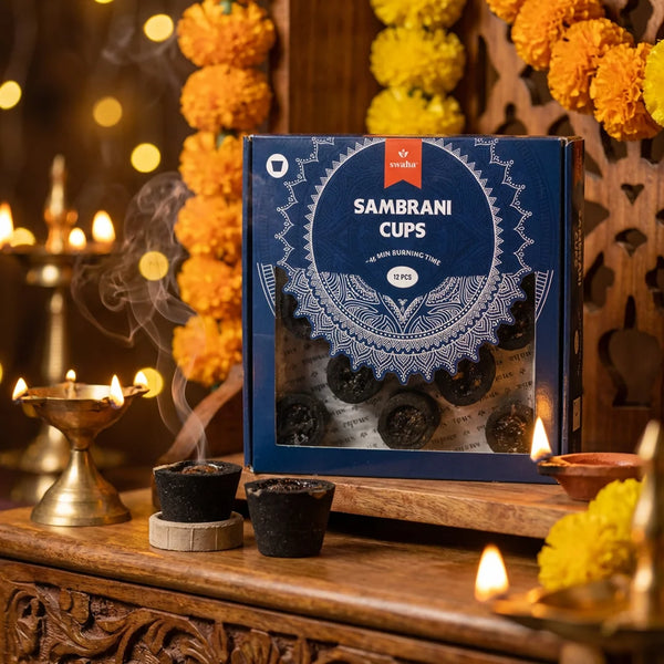 Cylindrical Sambhrani Cups with Stand |12 cups | Swaha