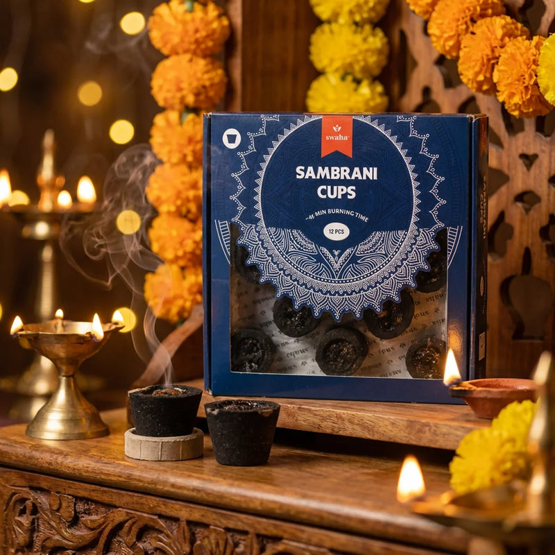 Cylindrical Sambhrani Cups with Stand |12 cups | Swaha
