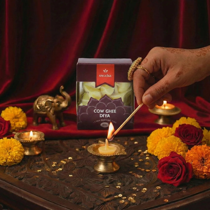 Cow Ghee Diya Wicks | 7mins Burning Time | Swaha
