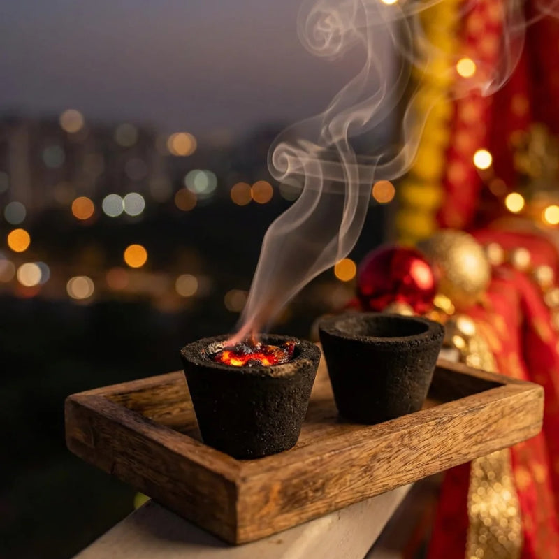 Cylindrical Sambhrani Cups with Stand |12 cups | Swaha