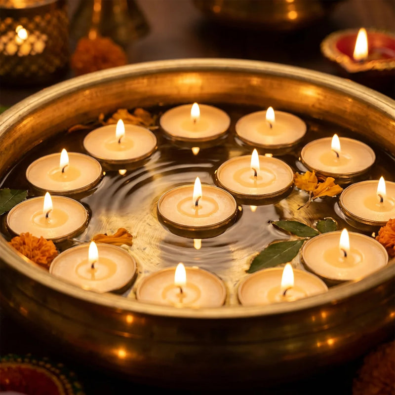 Gift Combo Pack | Tea Light Diyas | Wooden Blocks | Ceramic Bells | Swaha