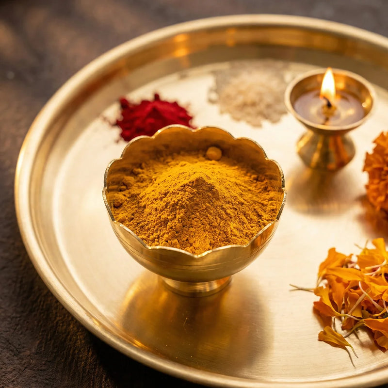 Brass Kamal Bowl | Kumkum | Turmeric | Chandan | Puja Bowl (2 Pcs) | Swaha