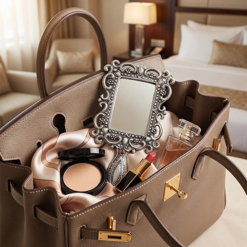 Rectangle Mirror | Silver Color Metal Makeup Mirror | Swaha