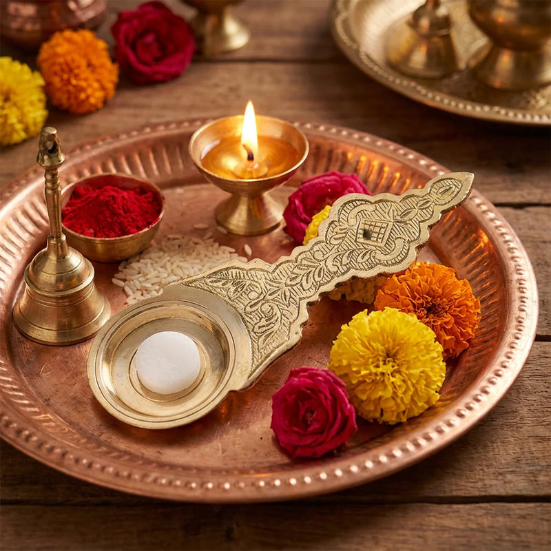 Brass Kapoor Holder | Karpuram Arati For Pooja | Camphor Burner | Swaha