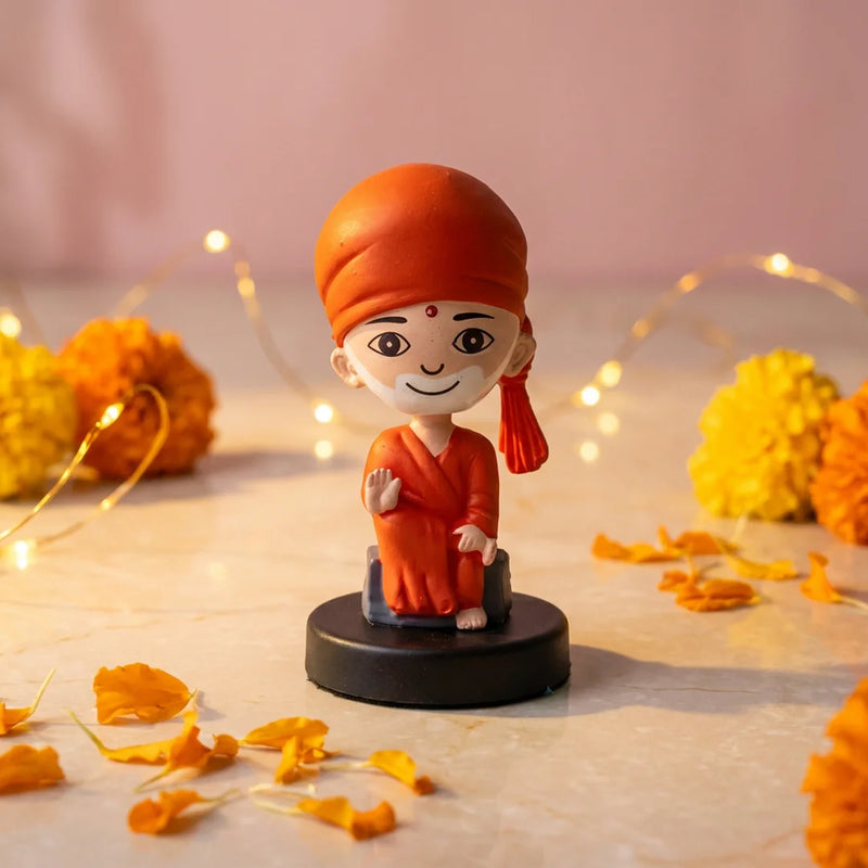 Divine Cute Saibaba Bobblehead  - Ideal for Car, Office and Home | Swaha