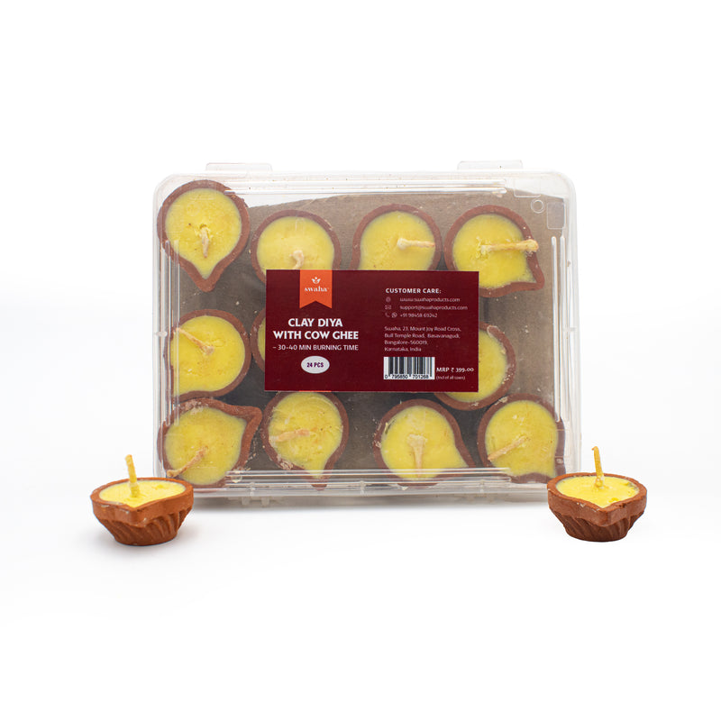 Clay Diya with Cow Ghee|~40 min burning time | Swaha