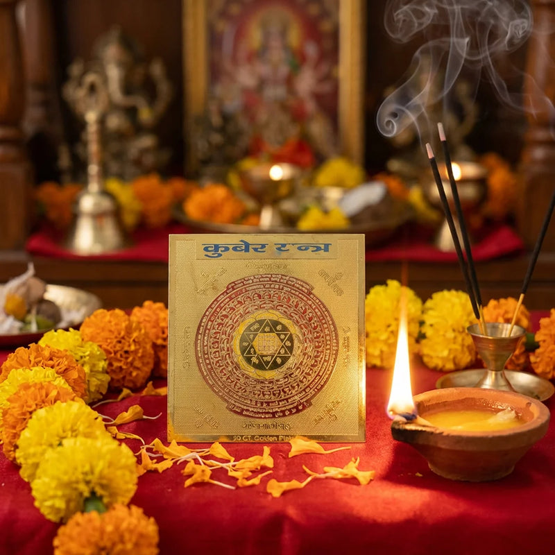 Gold Plated Kubera Yantra | Swaha