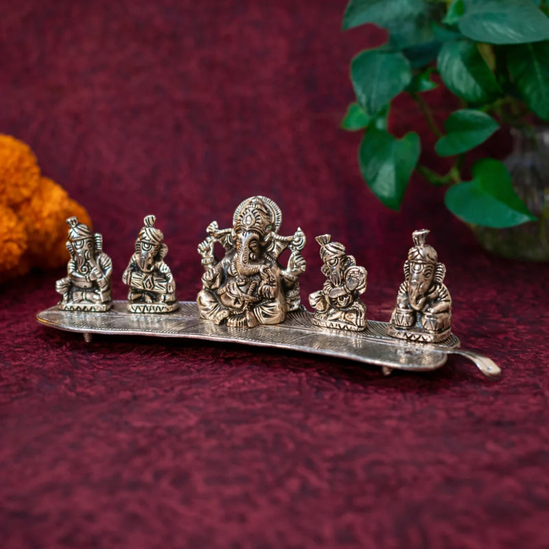 5 Musical Ganesha Idols | Set of 5 Ganesha Murthi Statue with Musical Instruments | Home Decorations | Swaha