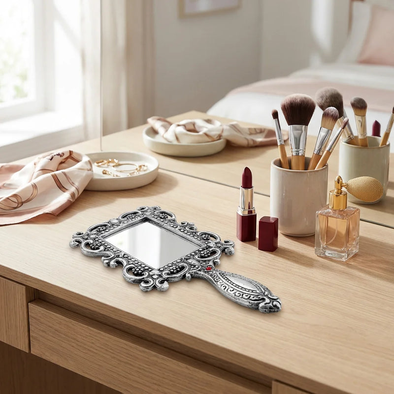 Rectangle Mirror | Silver Color Metal Makeup Mirror | Swaha