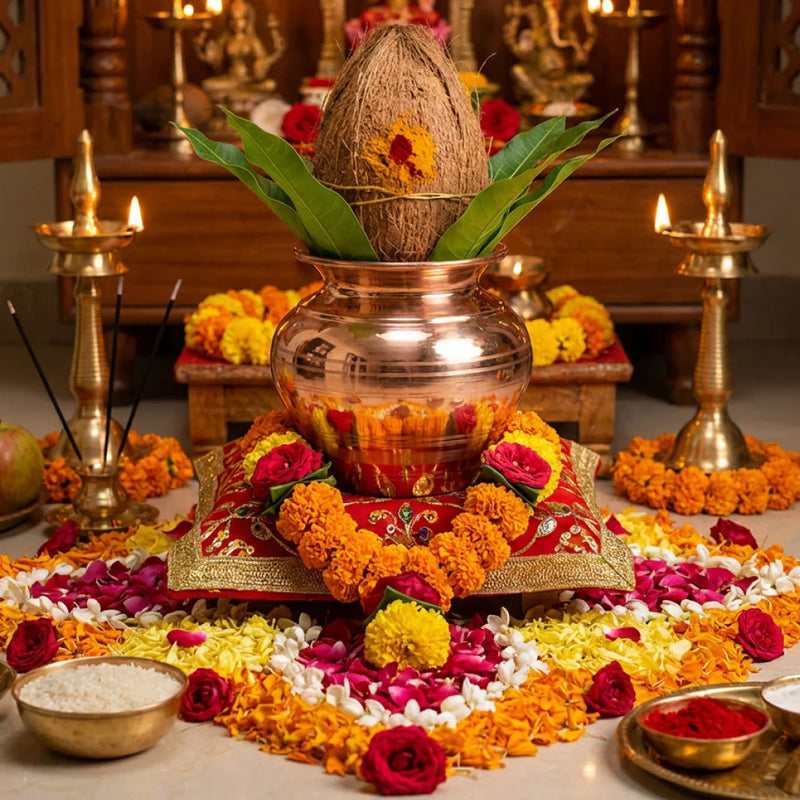 Pure Copper Kalash | chombu | Kalash Lota For Puja in Home and Temple | Hold 700ml of Water | Swaha