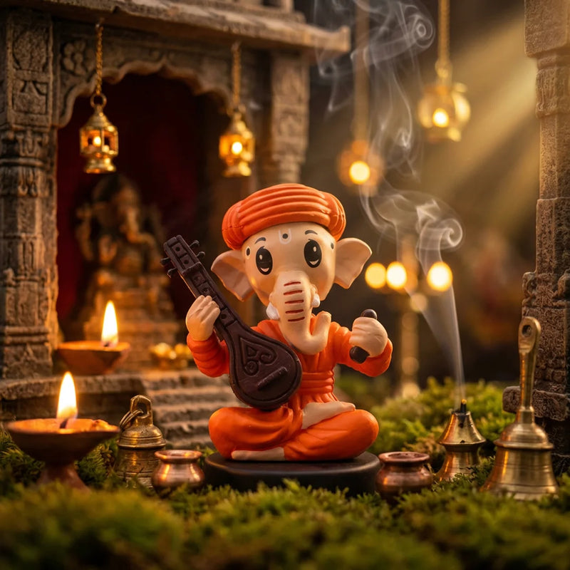 Divine Cute Sitting Ganesha Bobblehead  - Ideal for Car, Office and Home | Swaha