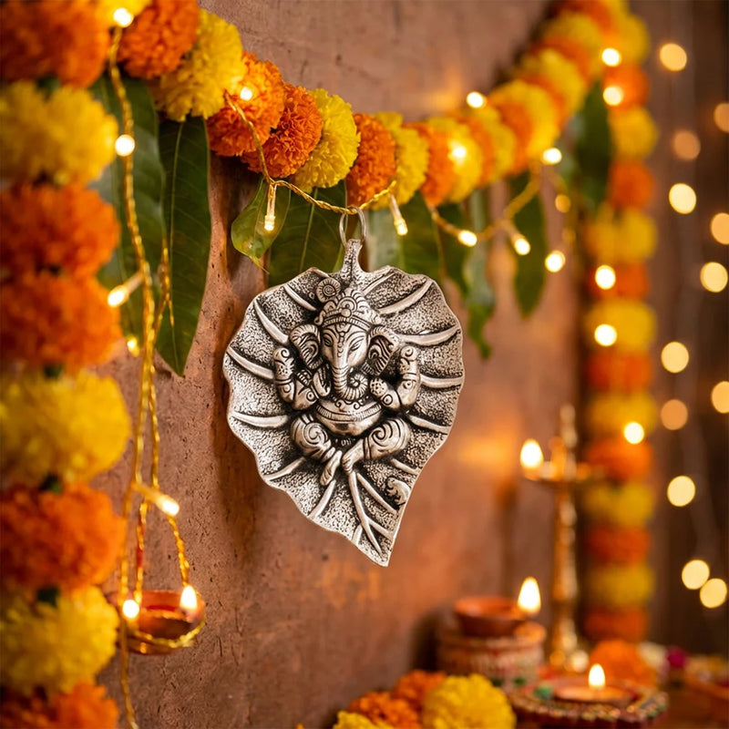 Leaf Ganesha | Wall Hanging Ganapathi For Home Decoration | Decorative Religious Showpiece | Swaha