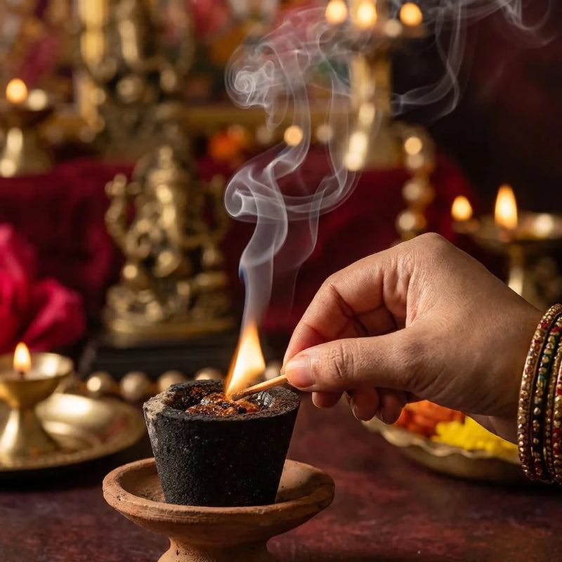 Cylindrical Sambhrani Cups with Stand |12 cups | Swaha