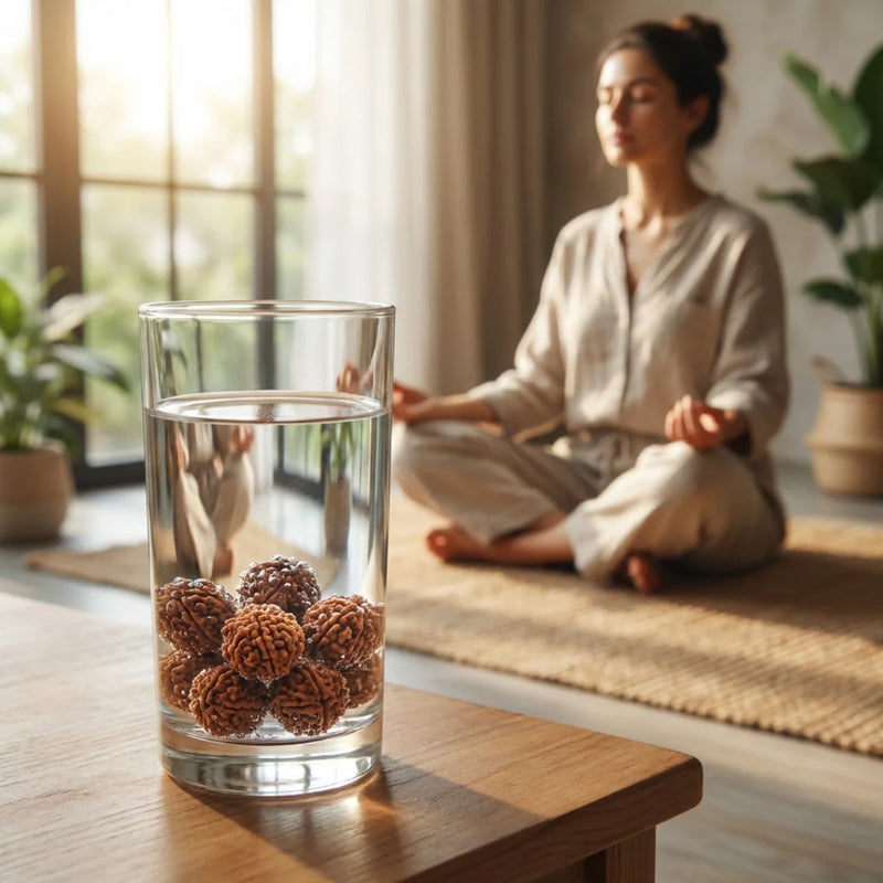Panch Mukhi Rudraksha Water Therapy | 6 Natural Lab Certified Rudhraksha Beads | Swaha
