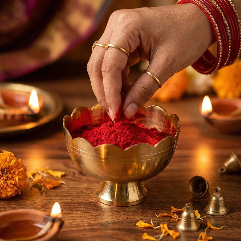 Brass Kamal Bowl | Kumkum | Turmeric | Chandan | Puja Bowl (2 Pcs) | Swaha