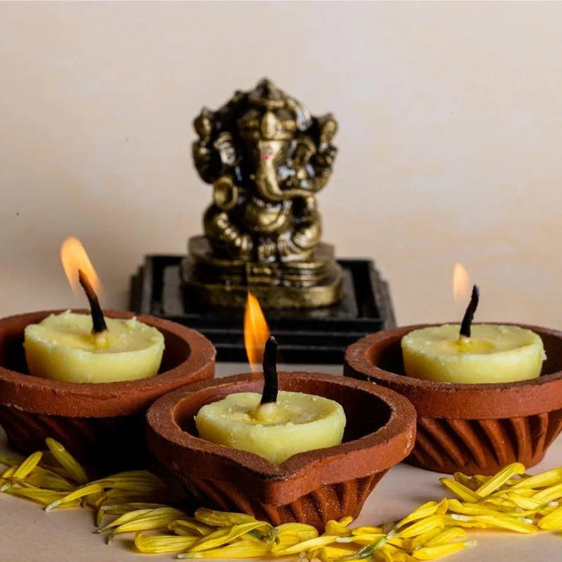 Cow Ghee Diya Wicks | 60mins Burning Time - Combo Pack of 3 | Swaha