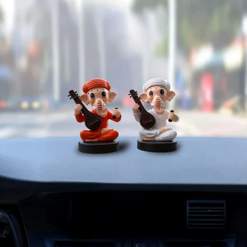 Divine Cute Sitting Ganesha Bobblehead  - Ideal for Car, Office and Home | Swaha
