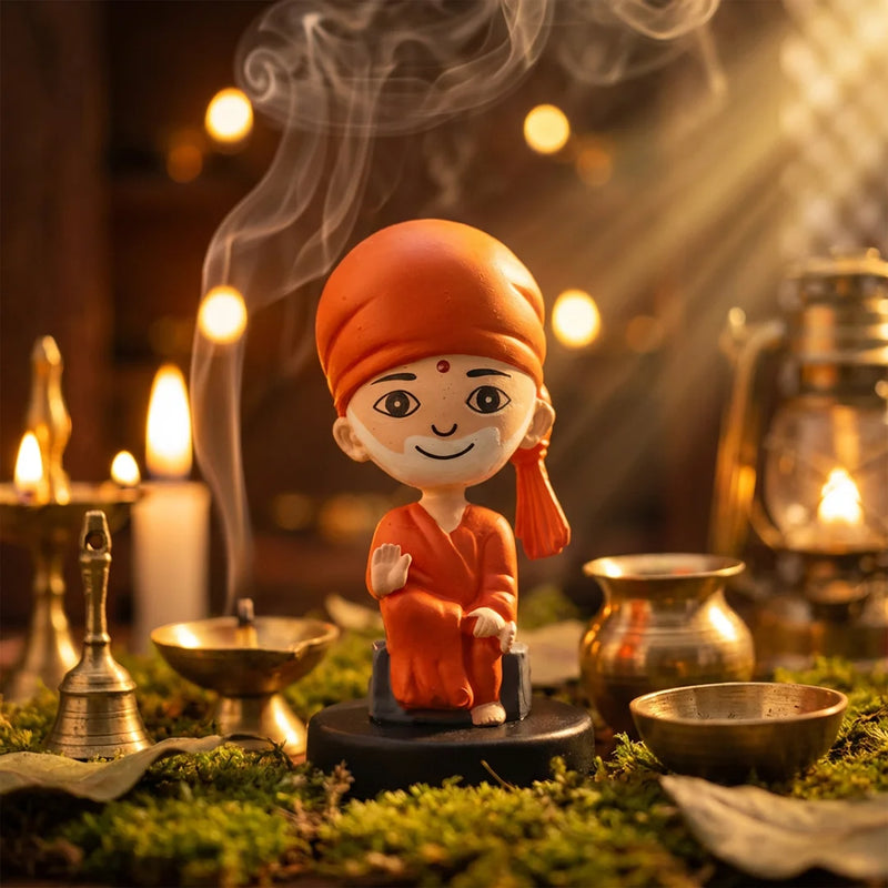 Divine Cute Saibaba Bobblehead  - Ideal for Car, Office and Home | Swaha