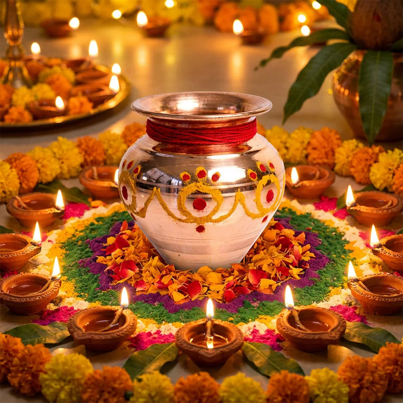 Pure Copper Kalash | chombu | Kalash Lota For Puja in Home and Temple | Hold 700ml of Water | Swaha