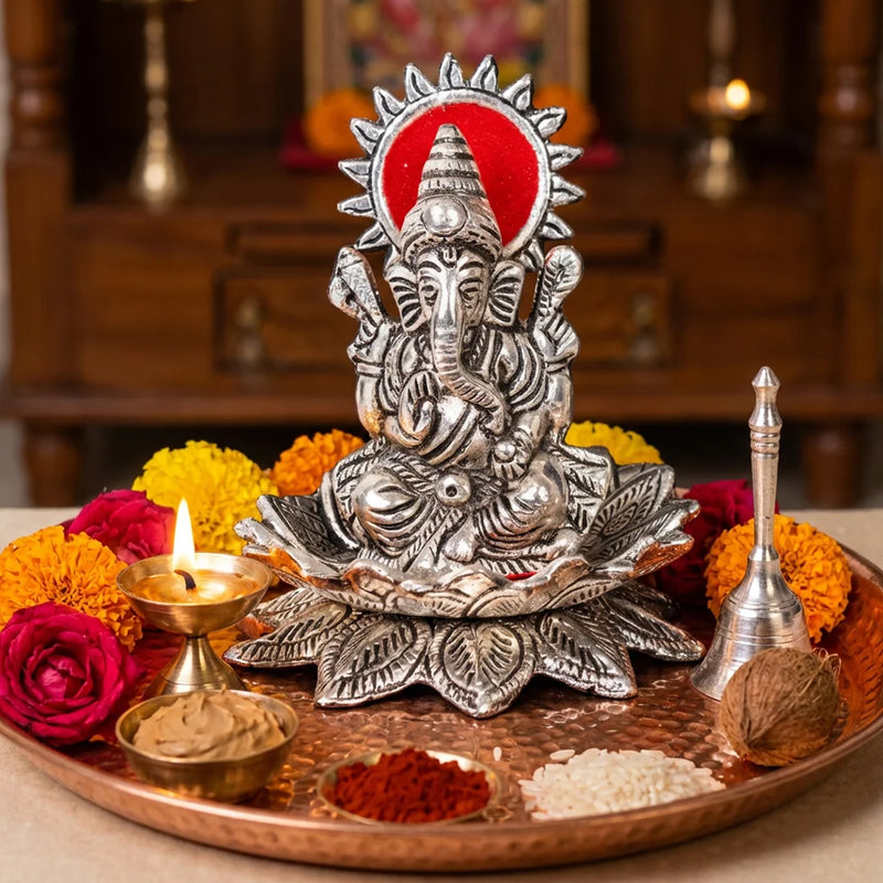 Laxmi Ganesha Pair | God Statues on Kamal | Religious Sculptures for Pooja | Swaha