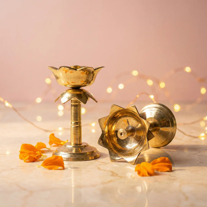 Kamal Nanda Stand Deepam (Pair) | Swaha