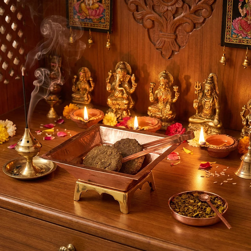 Havan Kund Set For Home | Havan Kund , Havan Kund Stand, Copper Aachamani Spoon, Plate, chimta | Swaha