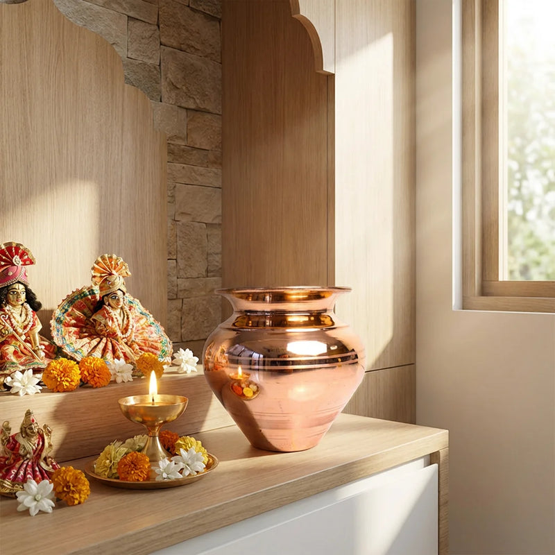 Pure Copper Kalash | chombu | Kalash Lota For Puja in Home and Temple | Hold 700ml of Water | Swaha