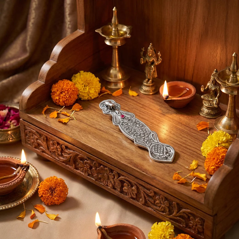 Incense Holder Elephant | Silver Color Metal Agarbatti/ Dhoopbatti Holder | Swaha