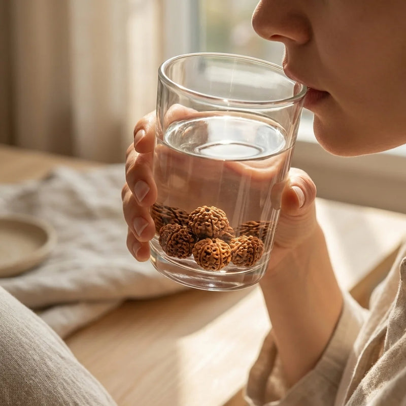 Panch Mukhi Rudraksha Water Therapy | 6 Natural Lab Certified Rudhraksha Beads | Swaha