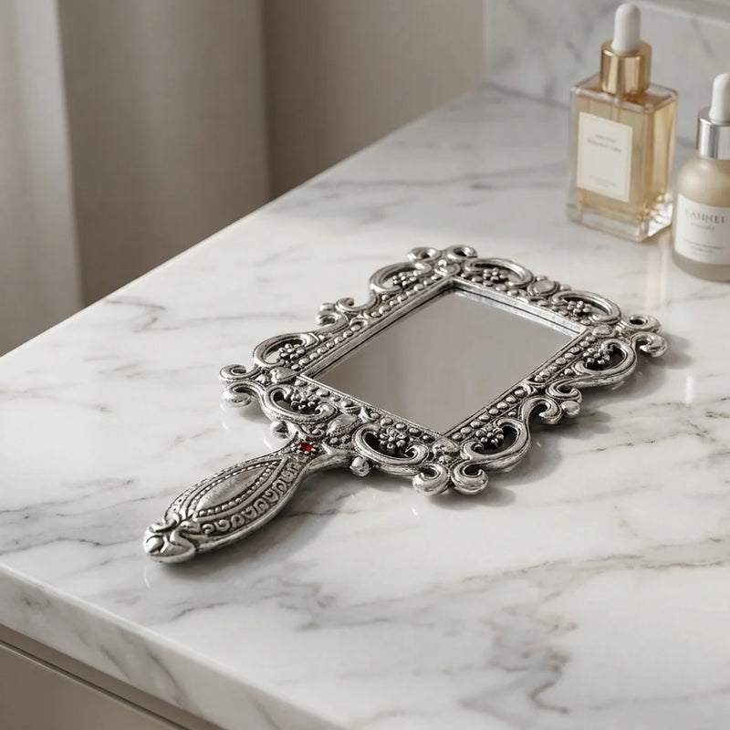 Rectangle Mirror | Silver Color Metal Makeup Mirror | Swaha