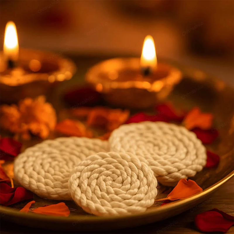 AkhandJyot Cotton Long Wicks (3 pcs) | Swaha
