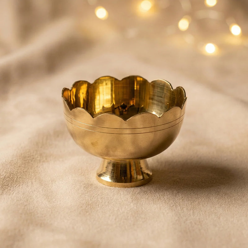 Brass Kamal Bowl | Kumkum | Turmeric | Chandan | Puja Bowl (2 Pcs) | Swaha