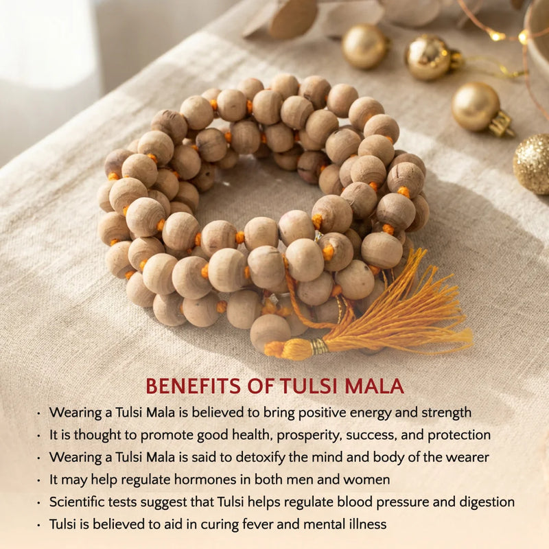 Tulsi Mala | Natural Lab Certified 108 + 1 Tulsi Beads | Swaha