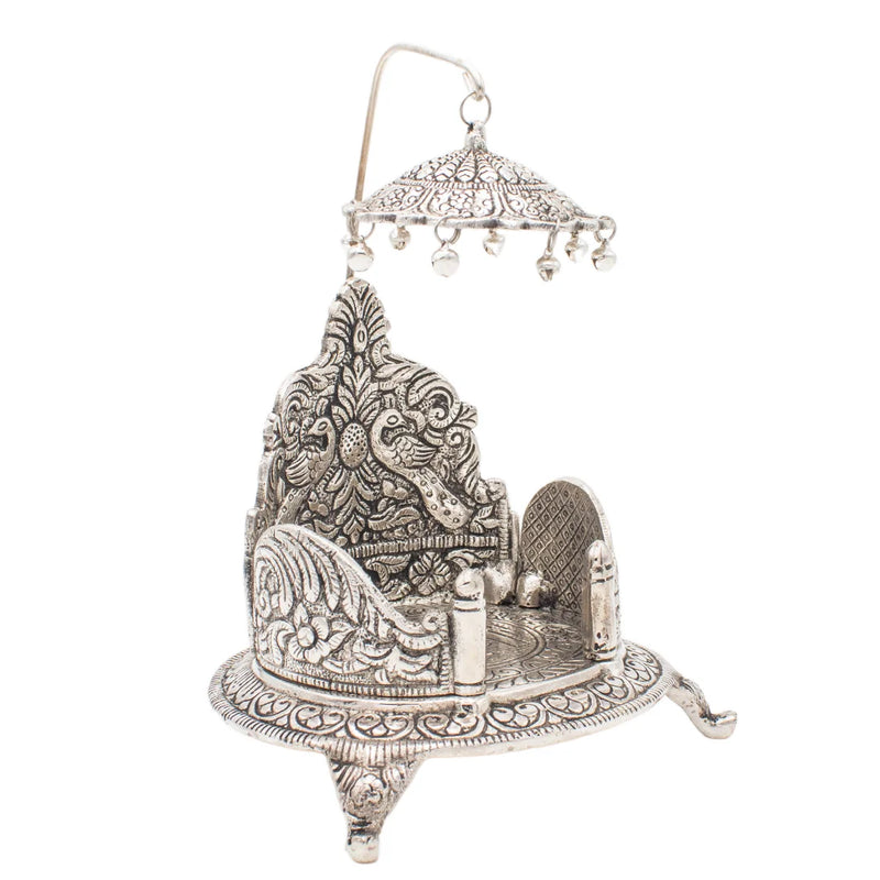 Singhasan | Round Silver Color Singhasanam For God Idols | Home Puja and Decoration | Swaha