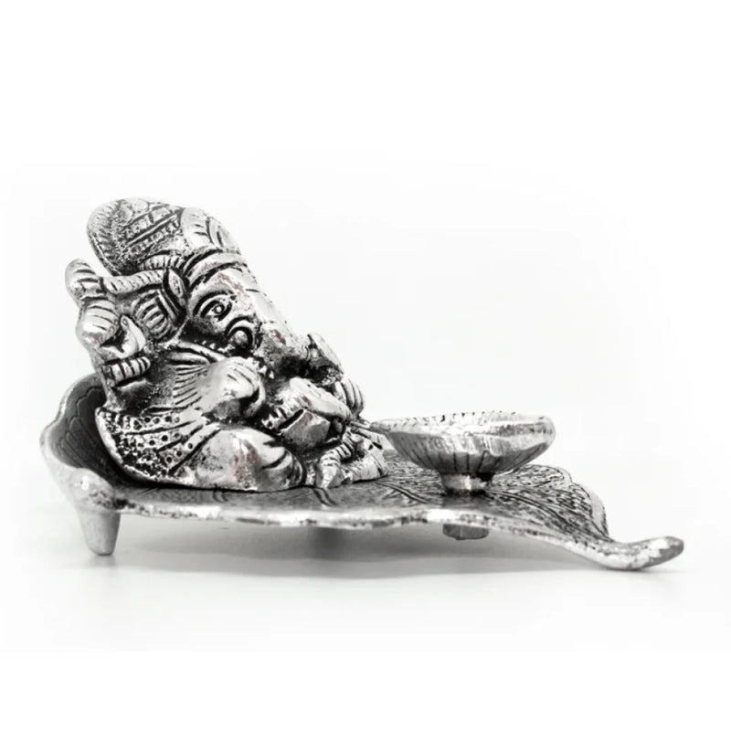 Pipal Leaf Ganesha Idol with Diya Holder|  Ganapathi Sculpture | Home Decorations | Swaha