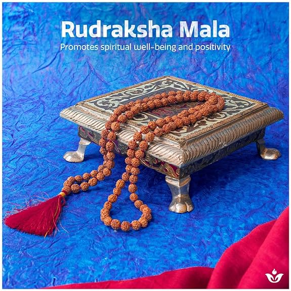 5 Mukhi Rudraksha Mala | Original 108 + 1 Beads | Swaha