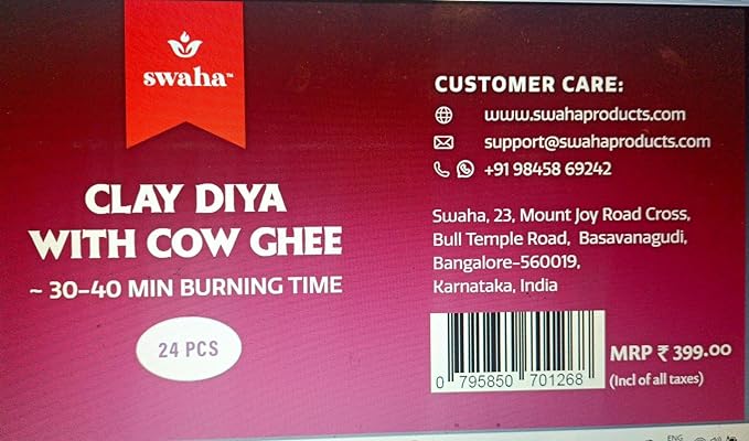 Clay Diya with Cow Ghee|~40 min burning time | Swaha