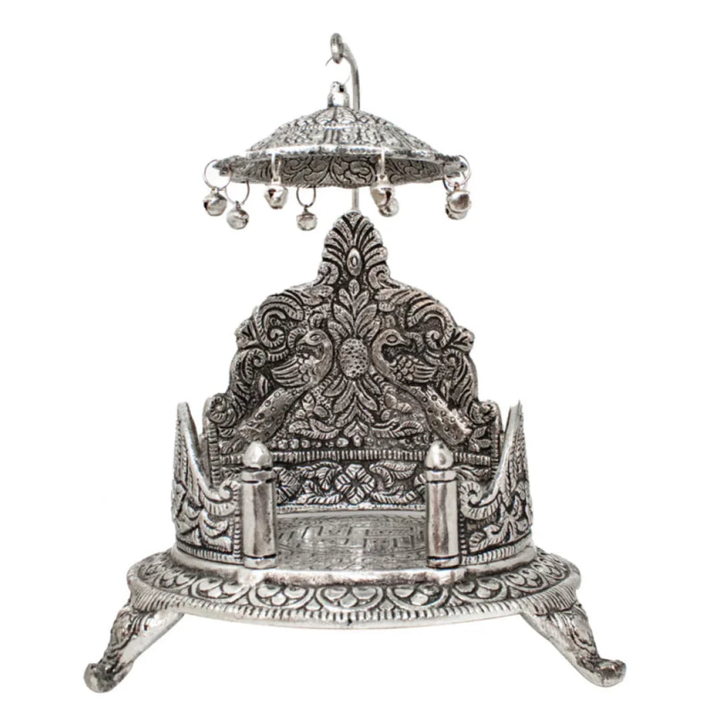 Singhasan | Round Silver Color Singhasanam For God Idols | Home Puja and Decoration | Swaha