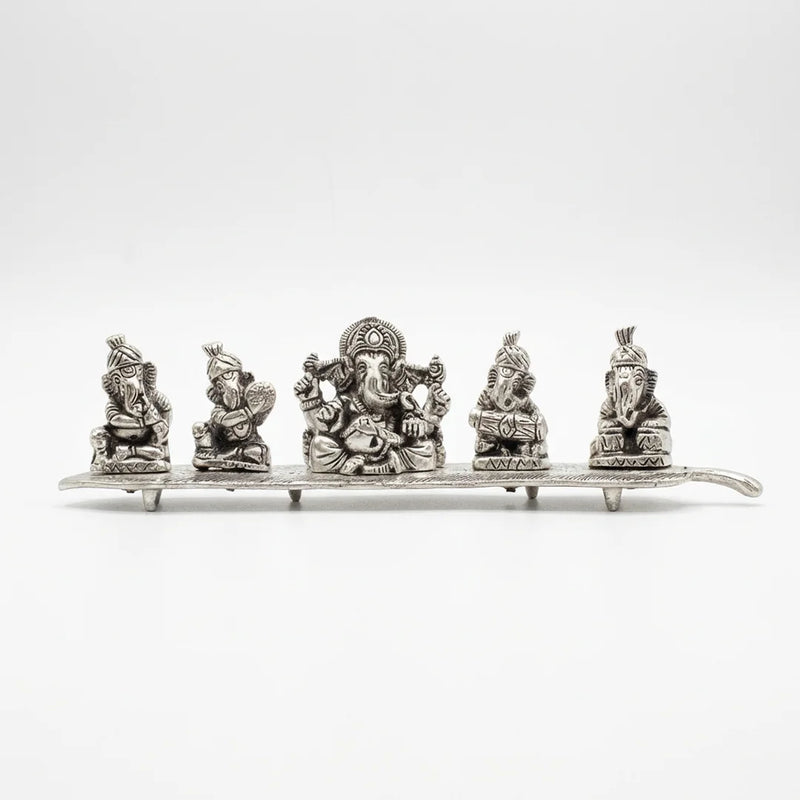 5 Musical Ganesha Idols | Set of 5 Ganesha Murthi Statue with Musical Instruments | Home Decorations | Swaha