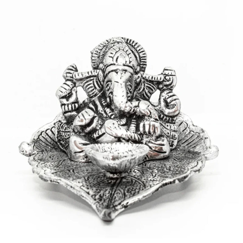 Pipal Leaf Ganesha Idol with Diya Holder|  Ganapathi Sculpture | Home Decorations | Swaha