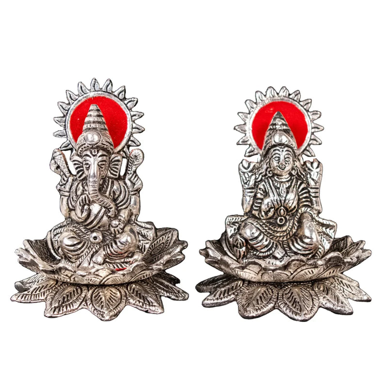 Laxmi Ganesha Pair | God Statues on Kamal | Religious Sculptures for Pooja | Swaha